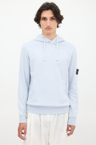 Stone Island Light Blue Logo Patch Hoodie