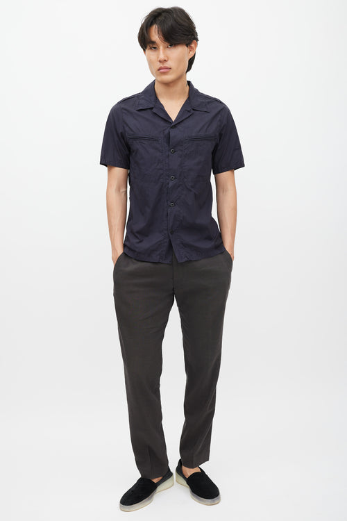 Stone Island Navy Poplin Logo Shirt