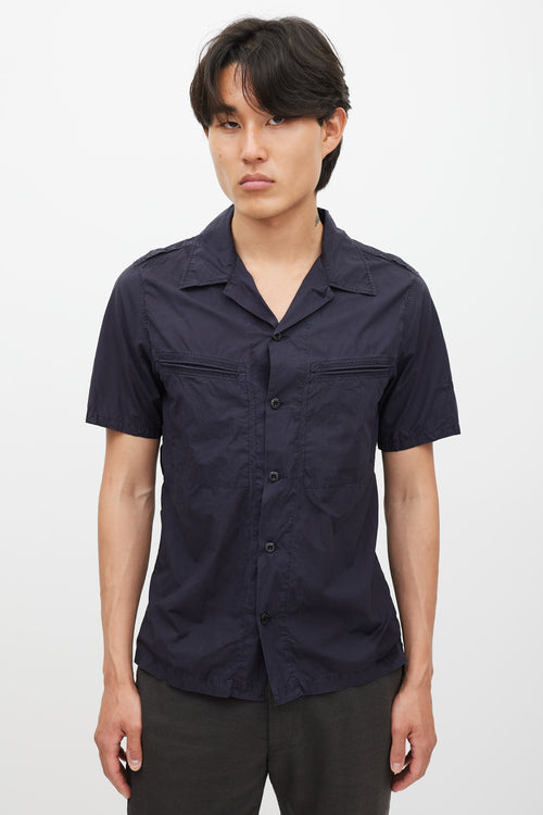 Stone Island Navy Poplin Logo Shirt