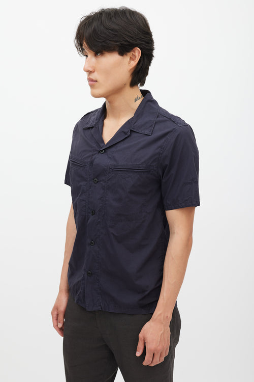 Stone Island Navy Poplin Logo Shirt