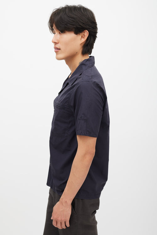 Stone Island Navy Poplin Logo Shirt