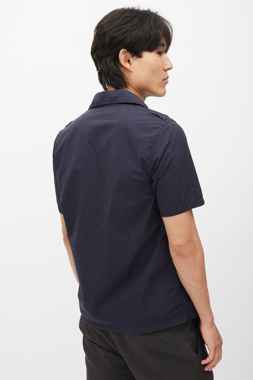 Stone Island Navy Poplin Logo Shirt