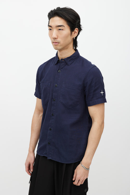 Stone Island Navy Short Sleeve Button Up Shirt