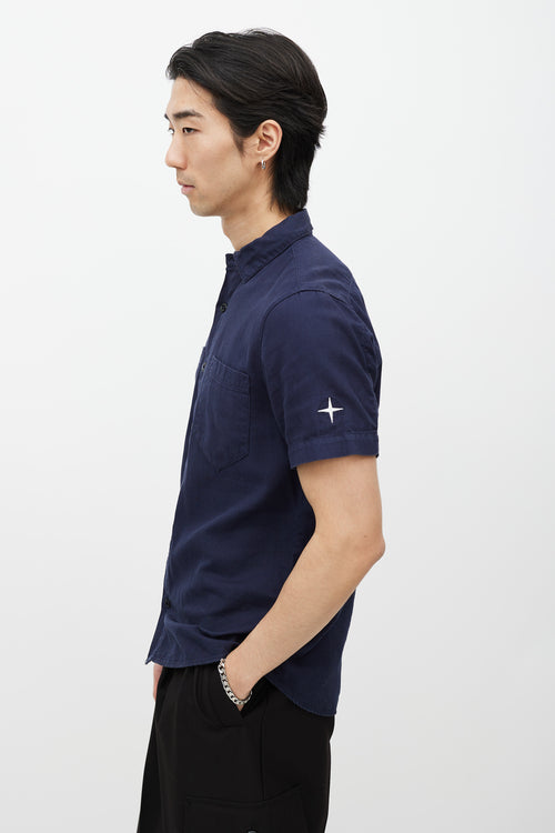 Stone Island Navy Short Sleeve Button Up Shirt