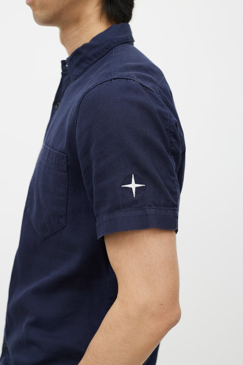 Stone Island Navy Short Sleeve Button Up Shirt