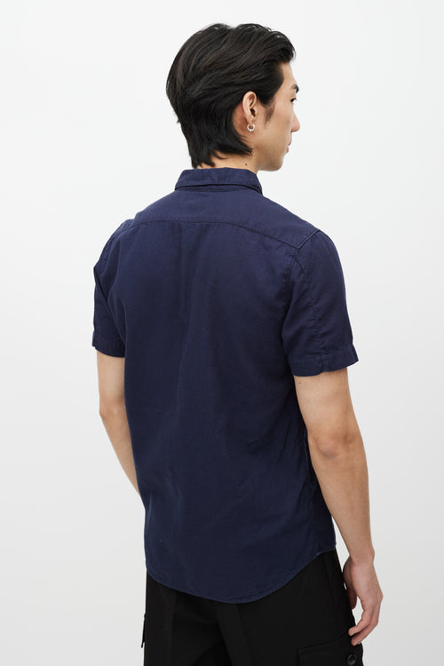 Stone Island Navy Short Sleeve Button Up Shirt