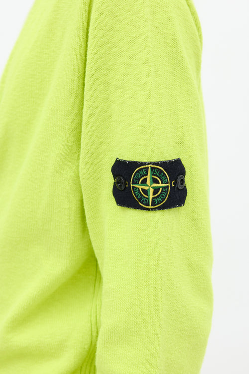 Stone Island Neon Green Ribbed Panel Cardigan