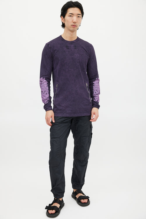 Stone Island Purple Zipped Graphic Long Sleeve Top