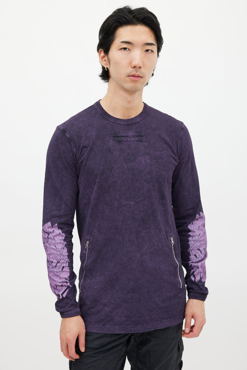 Stone Island Purple Zipped Graphic Long Sleeve Top