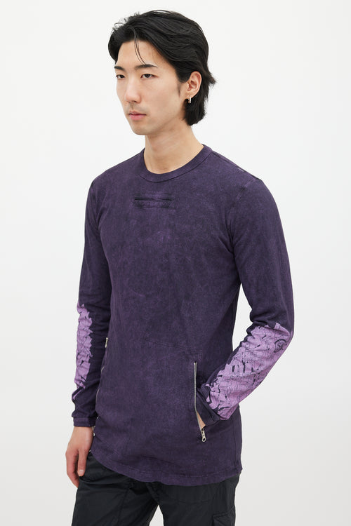 Stone Island Purple Zipped Graphic Long Sleeve Top