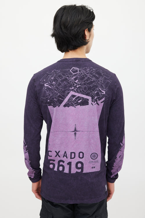 Stone Island Purple Zipped Graphic Long Sleeve Top