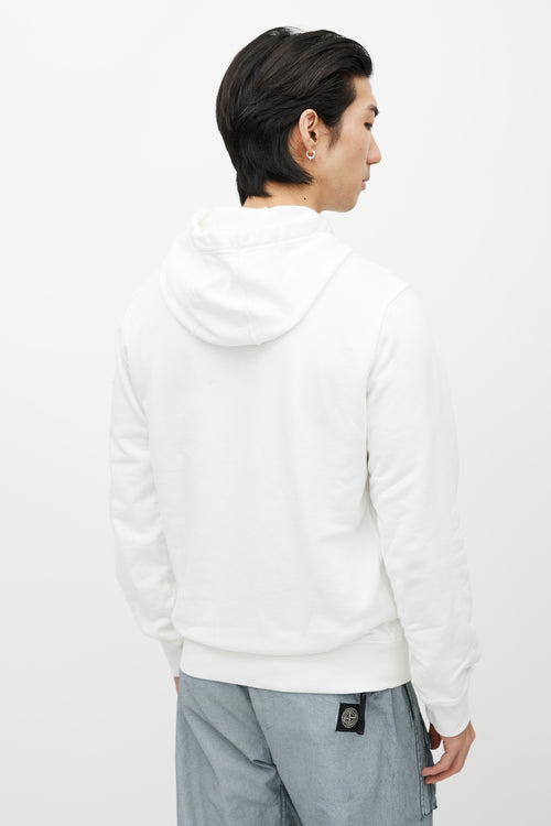 Stone Island White Cotton Logo Patch Hoodie