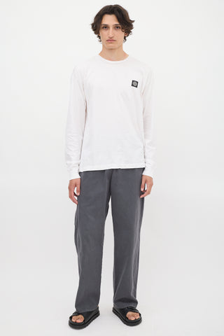 Stone Island White Logo Patch Long Sleeve T-Shirt