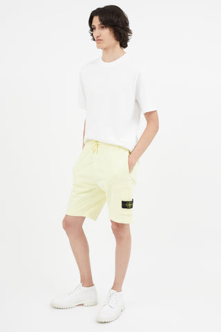 Stone Island Yellow Logo Patch Cargo Short