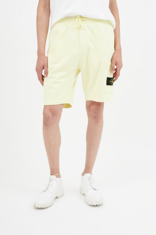 Stone Island Yellow Logo Patch Cargo Short