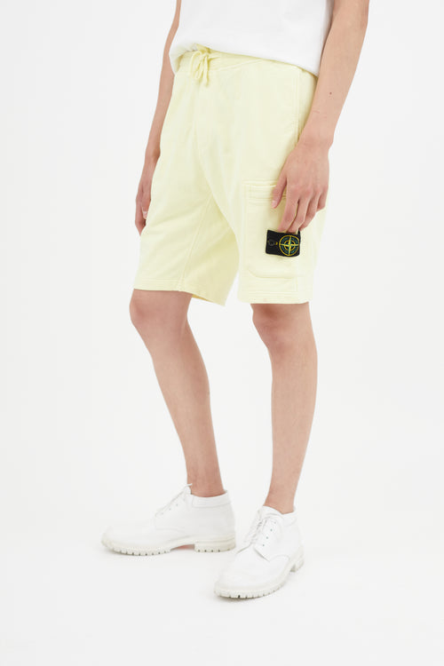 Stone Island Yellow Logo Patch Cargo Short