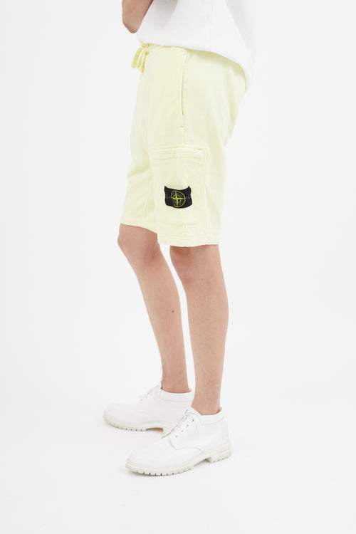 Stone Island Yellow Logo Patch Cargo Short