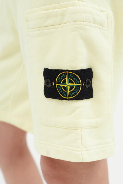 Stone Island Yellow Logo Patch Cargo Short