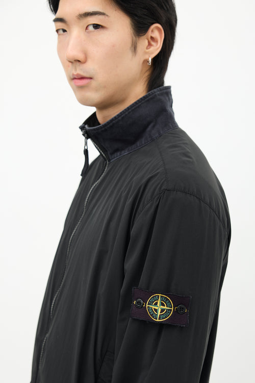 Stone Island Black Nylon Zip Up Jacket