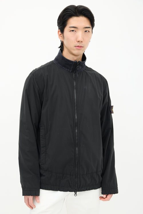 Stone Island Black Nylon Zip Up Jacket