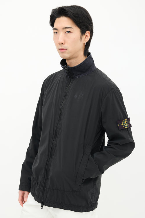 Stone Island Black Nylon Zip Up Jacket