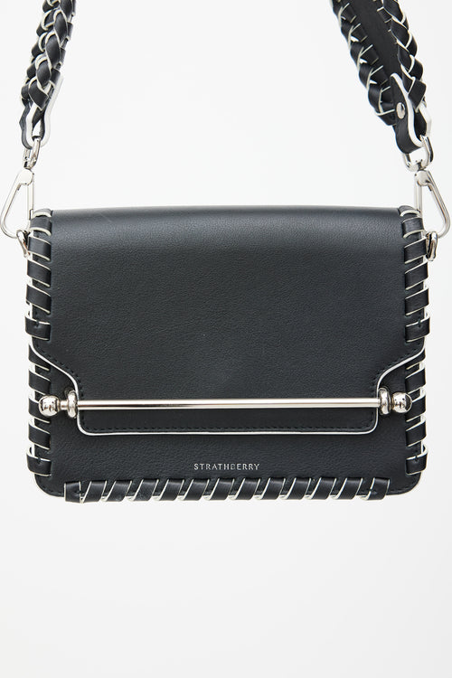 Strathberry Black 
White Leather East West Bag