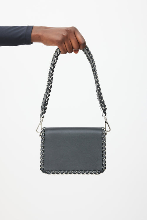 Strathberry Black 
White Leather East West Bag