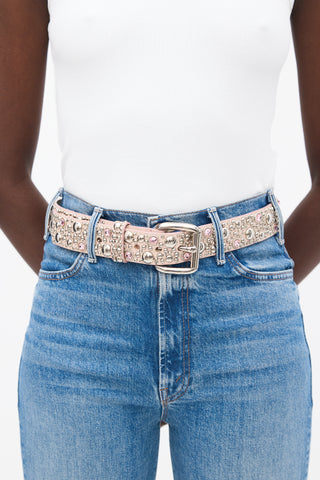 Streets Ahead Pink Studded Rhinestone Belt