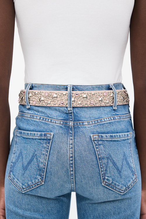 Streets Ahead Pink Studded Rhinestone Belt