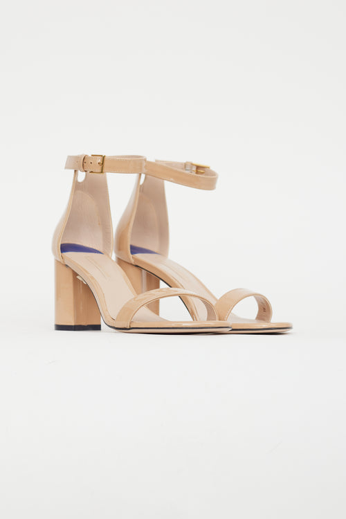 Stuart Weitzman Beige Patent Leather Sandal