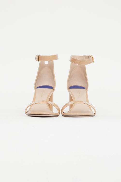 Stuart Weitzman Beige Patent Leather Sandal