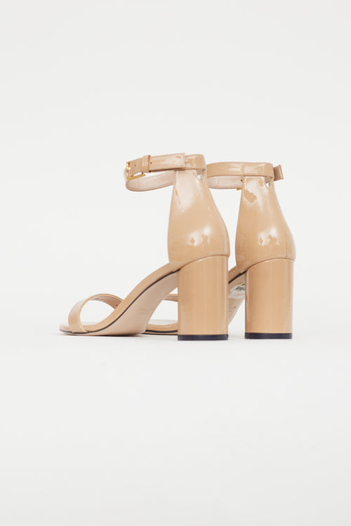 Stuart Weitzman Beige Patent Leather Sandal