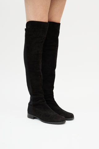 Stuart Weitzman Black 5050 Suede Knee High Boot