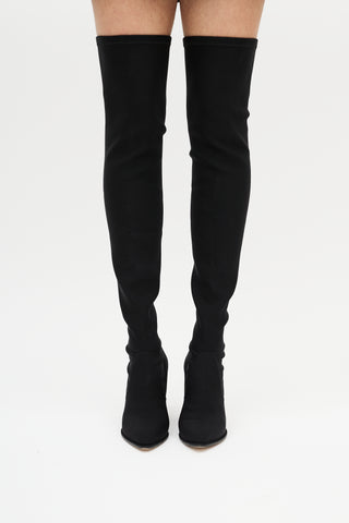 Stuart Weitzman Black Elasticized Thigh High Boot