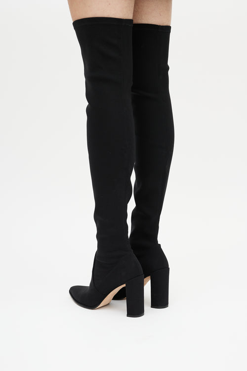 Stuart Weitzman Black Elasticized Thigh High Boot