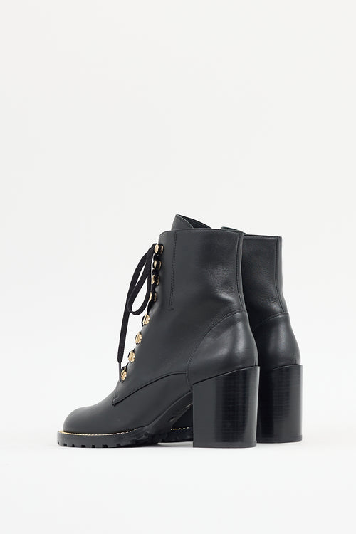 Stuart Weitzman Black Leather Kolbie Chain Link Boot