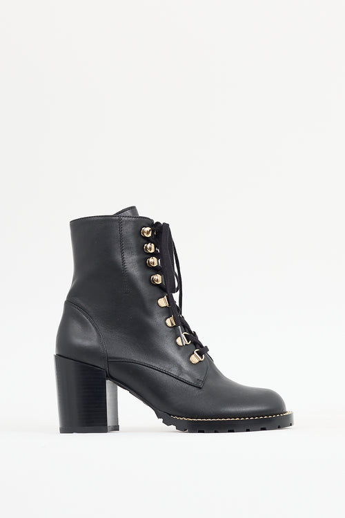 Stuart Weitzman Black Leather Kolbie Chain Link Boot