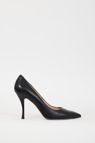 Stuart Weitzman Black Leather Pointed Toe Heel