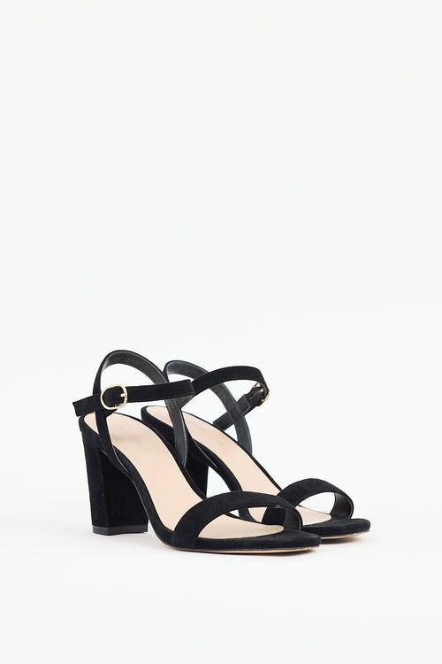 Stuart Weitzman Black Suede Tibby Sandal