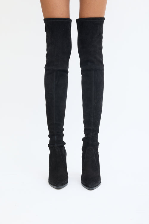 Stuart Weitzman Black Suede Knee High Boot