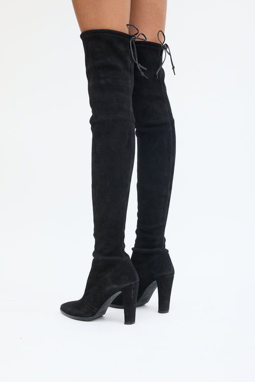 Stuart Weitzman Black Suede Knee High Boot