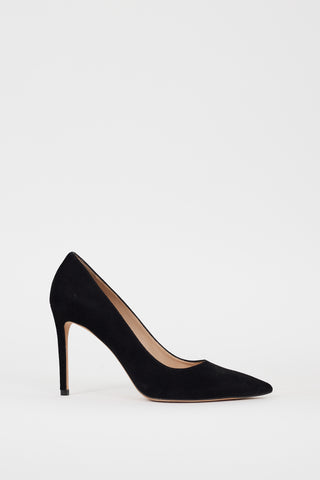 Stuart Weitzman Black Suede Pointed Toe Heel