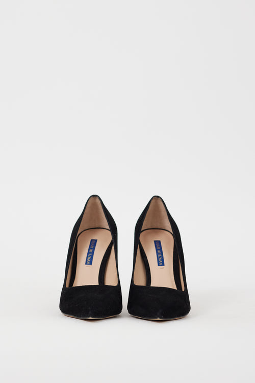 Stuart Weitzman Black Suede Pointed Toe Heel