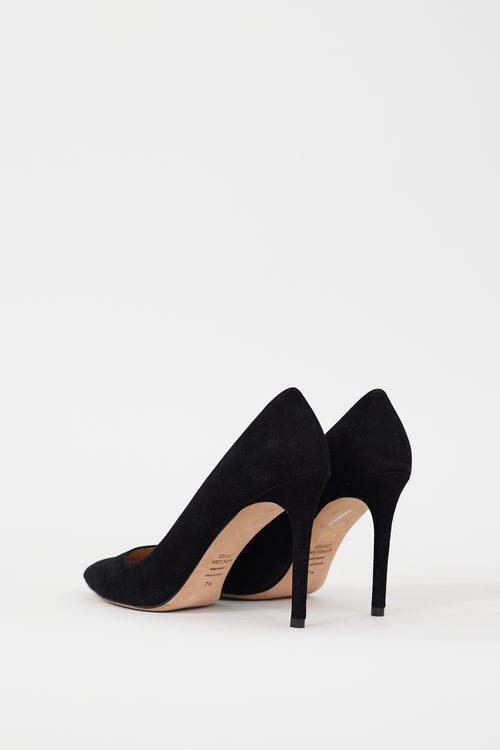 Stuart Weitzman Black Suede Pointed Toe Heel