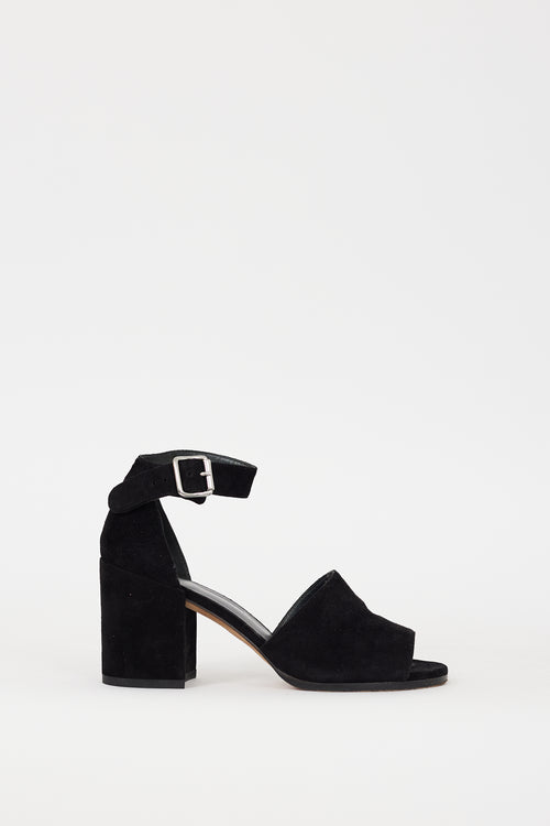 Stuart Weitzman Black Suede Sohogal Sandal