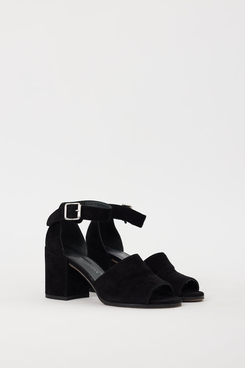 Stuart Weitzman Black Suede Sohogal Sandal