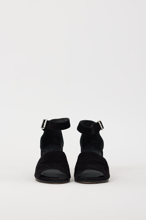 Stuart Weitzman Black Suede Sohogal Sandal