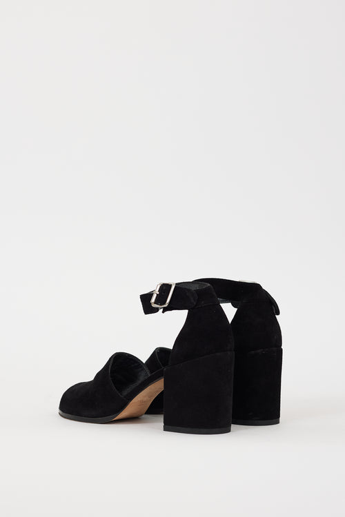 Stuart Weitzman Black Suede Sohogal Sandal