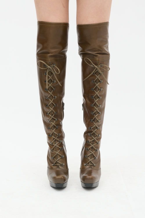 Stuart Weitzman Brown Leather Thigh High Boot