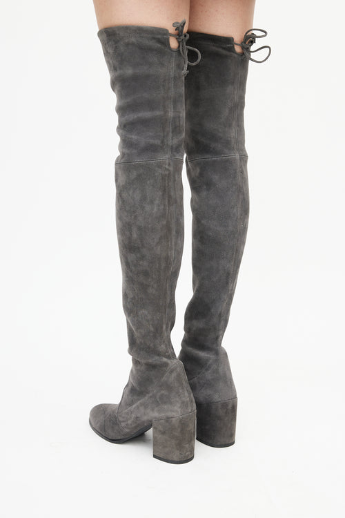 Stuart Weitzman Grey Suede Thigh High Boot